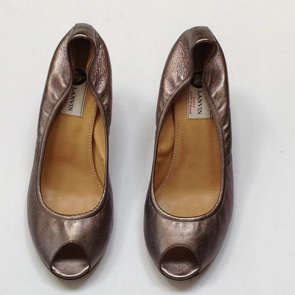 Lanvin Silver Metallic Peep Toe Stiletto Heel - Picture 2 of 8